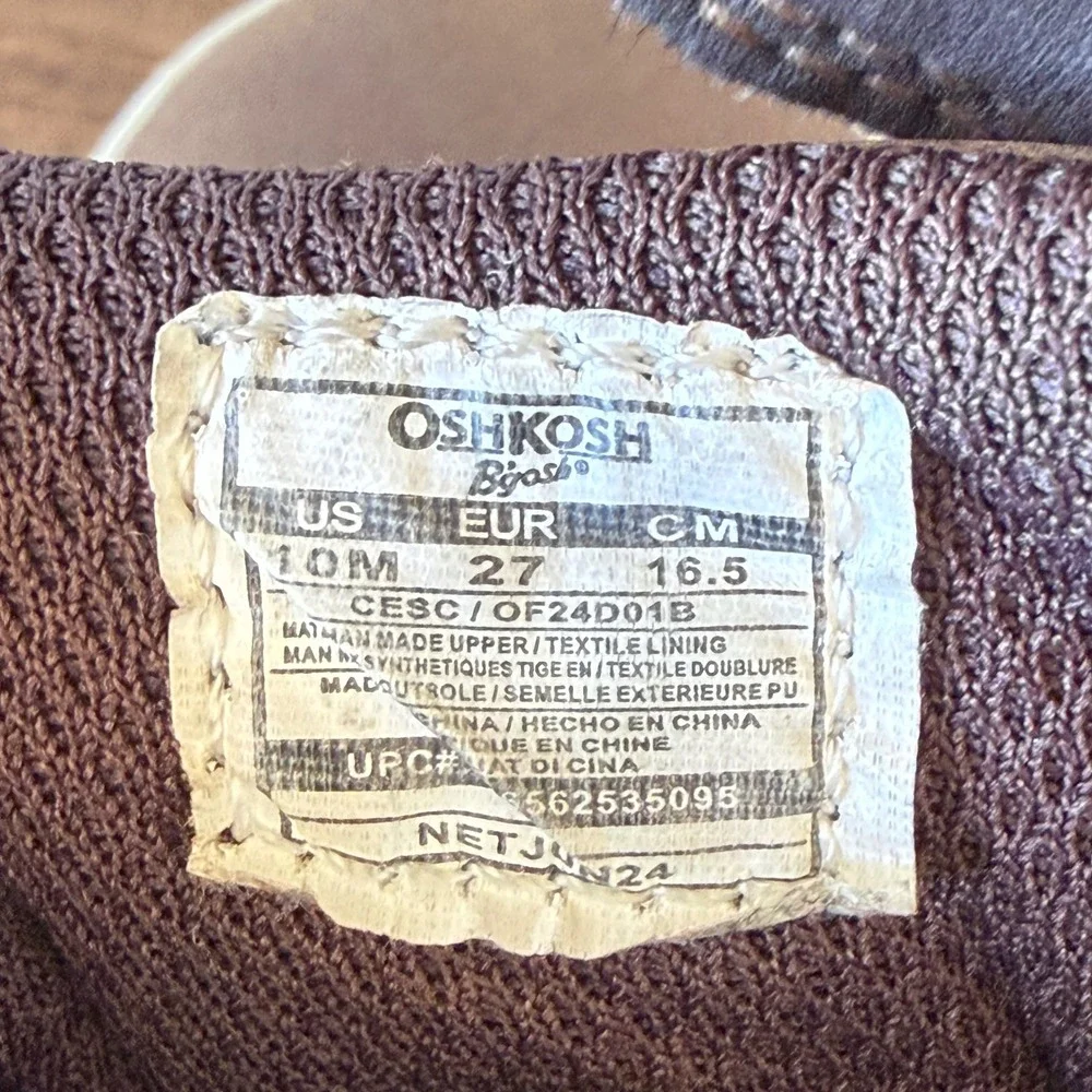 OshKosh B'gosh Brown High Top Sneakers Toddler Boys Hook Loop Size 10M